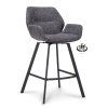 Barová židle s područkami Luton - ZH 65 Stof Miami  Darkgrey 68 Poot Black 180° Return-system (Color Darkgrey 68)